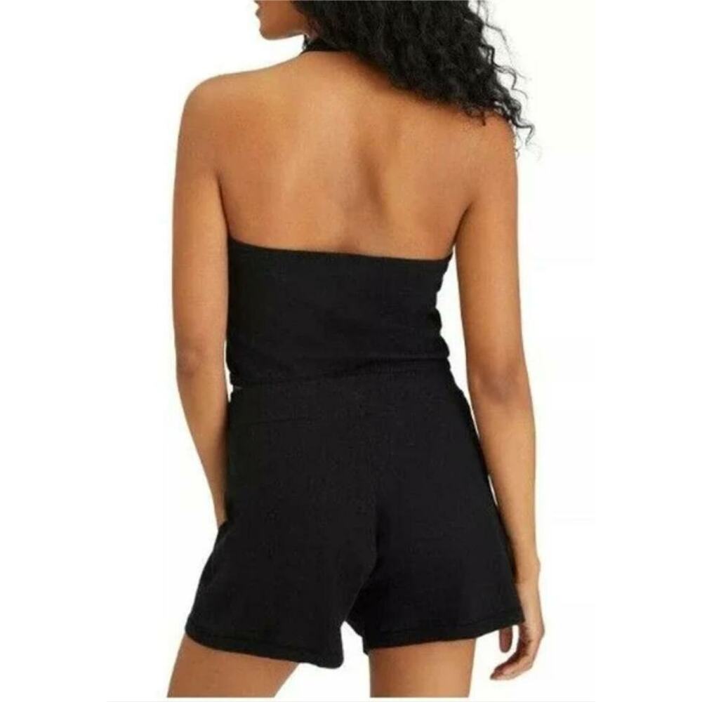 Sanctuary Womens Essential Cropped Halter Top Sz Medium Black Sleeveless NWT - Picture 3 of 4